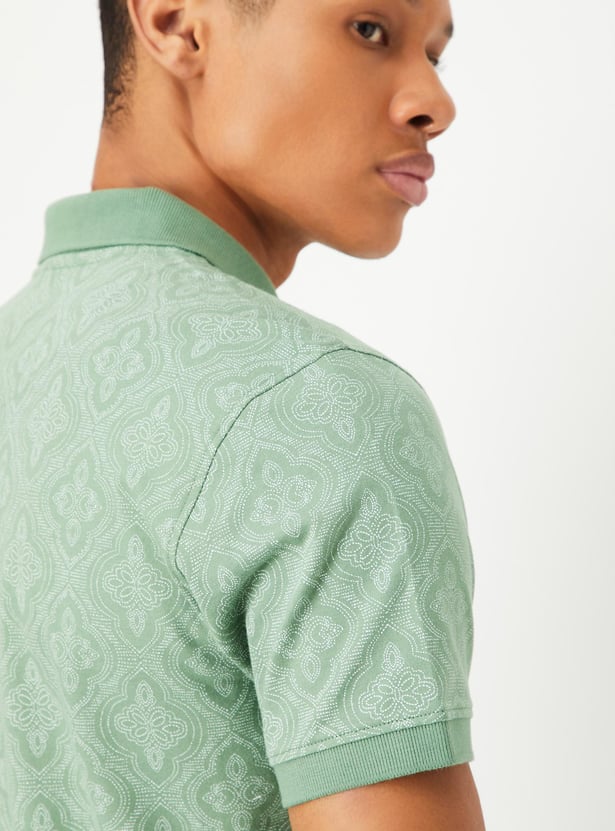 Men Slim Fit Printed Polo T-shirt