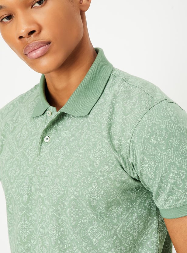 Men Slim Fit Printed Polo T-shirt
