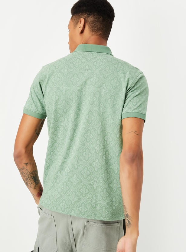 Men Slim Fit Printed Polo T-shirt