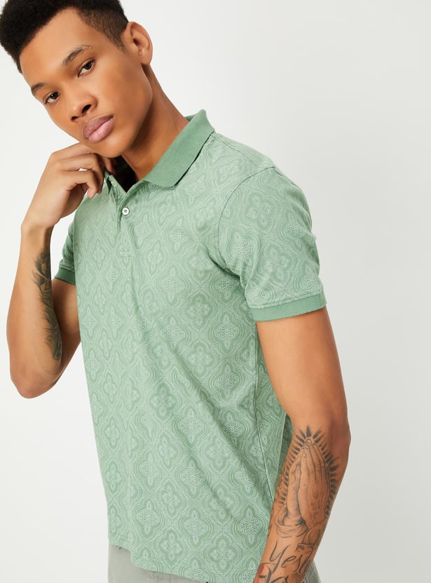 Men Slim Fit Printed Polo T-shirt