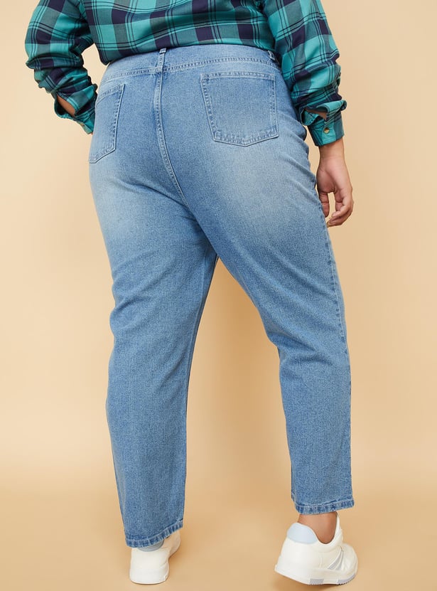Women Mildly Distressed Mom Fit Jeans