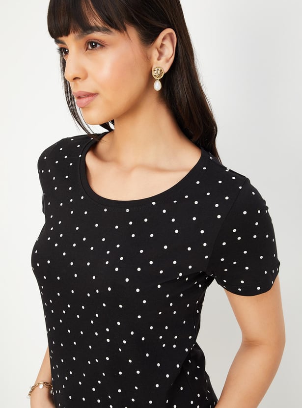 Women Polka Dot Print T-shirt