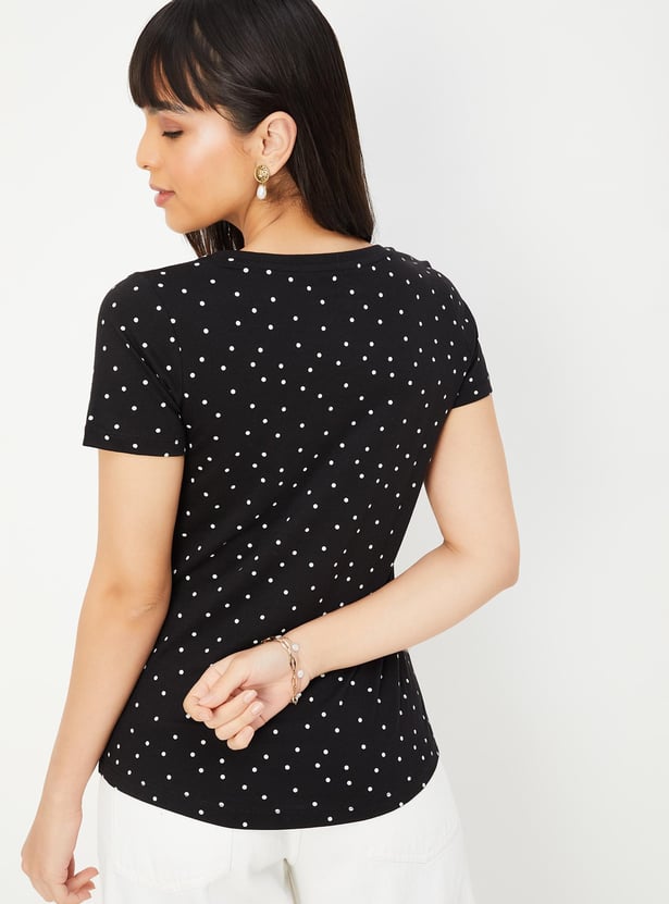 Women Polka Dot Print T-shirt