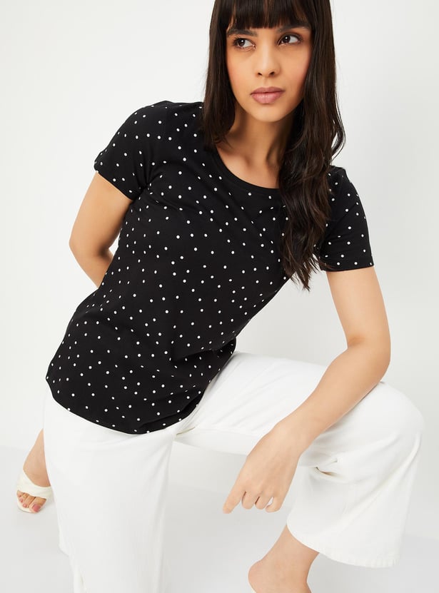 Women Polka Dot Print T-shirt