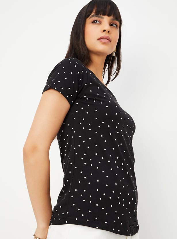 Women Polka Dot Print T-shirt