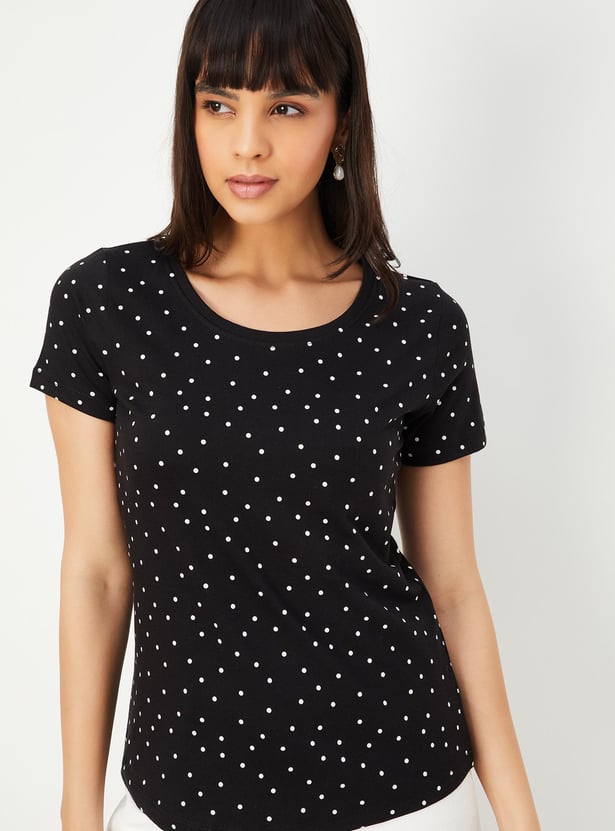 Women Polka Dot Print T-shirt