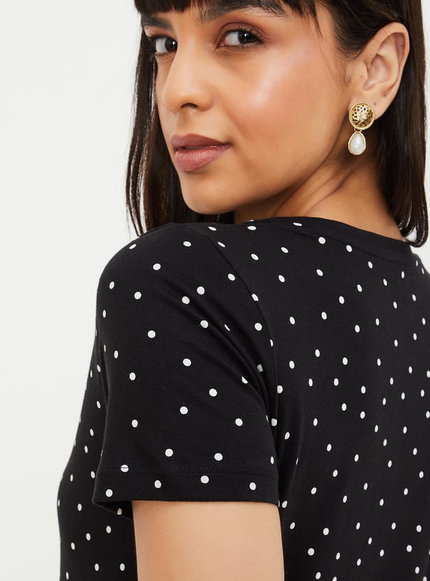 Women Polka Dot Print T-shirt