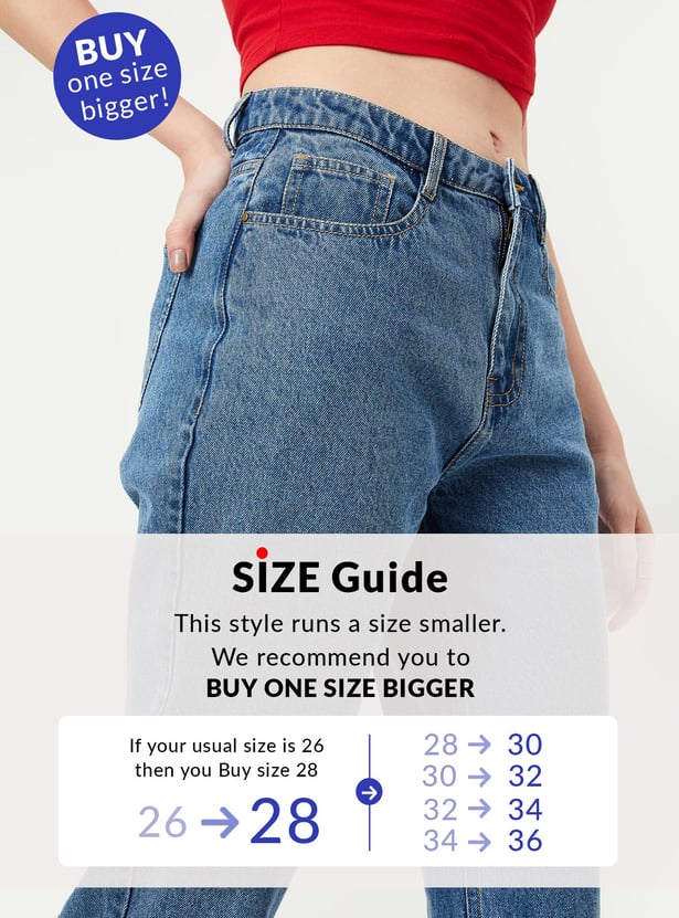 Women Mom Fit Solid Jeans