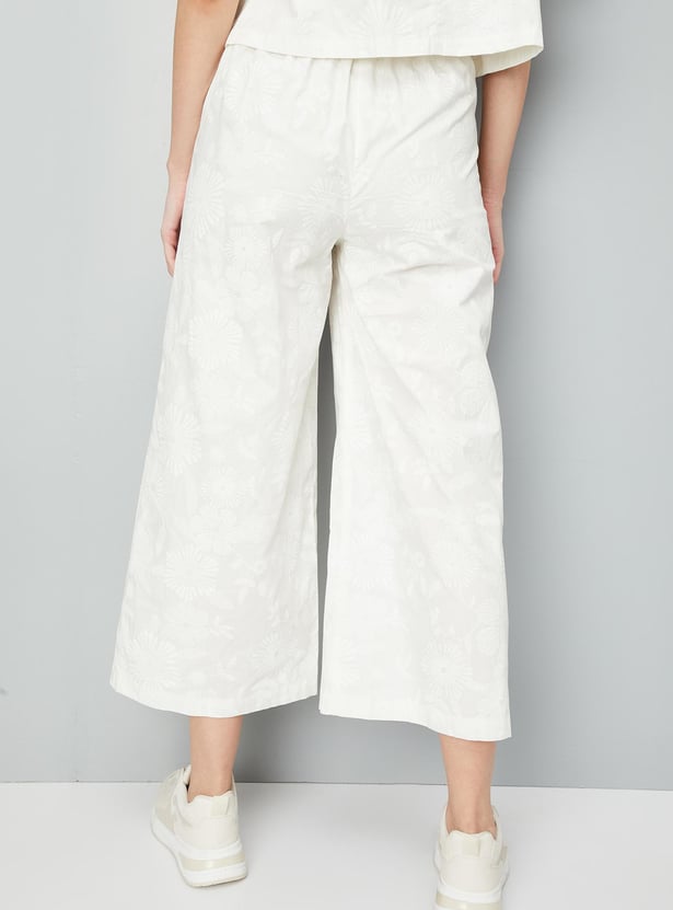 Women's Printed Wide-Leg Trousers – High Waist | Formal & Casual Wear | Comfort Fit