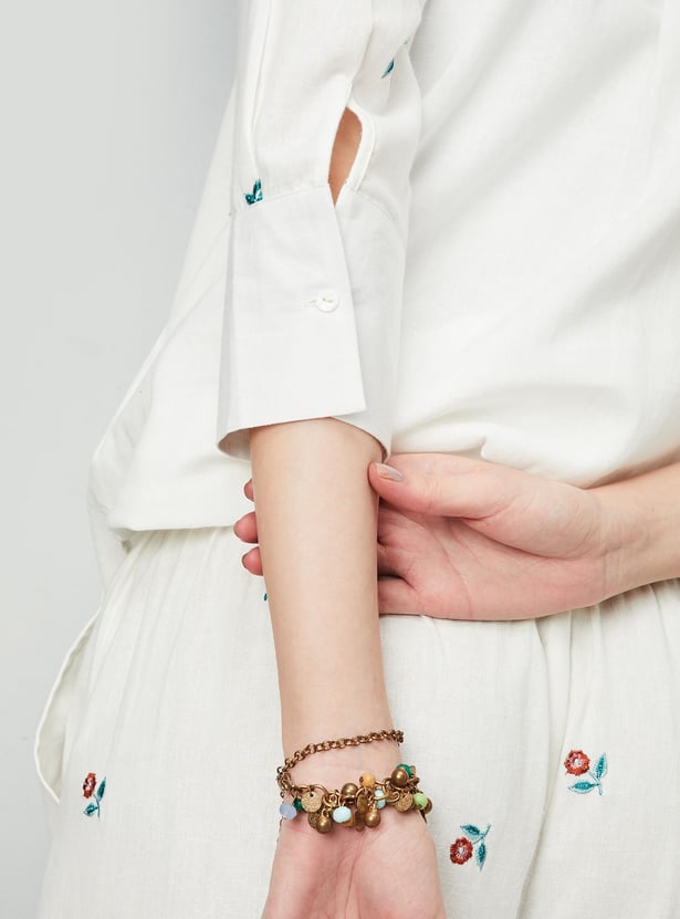 Women Embroidered Shirt with High-Low Hem