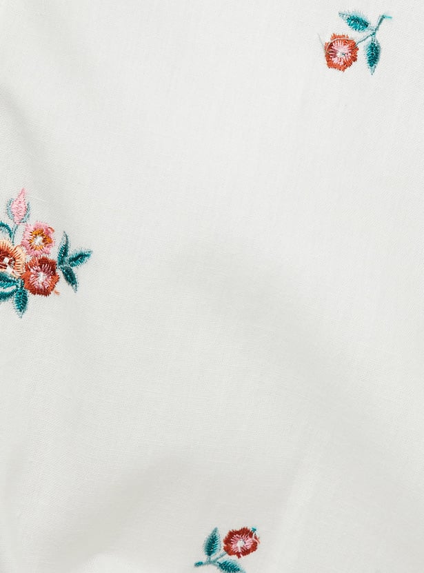 Women Embroidered Shirt with High-Low Hem