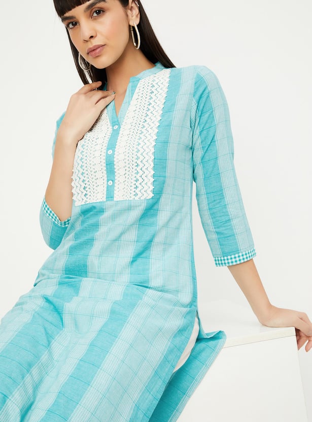 Women Checked Straight Kurta