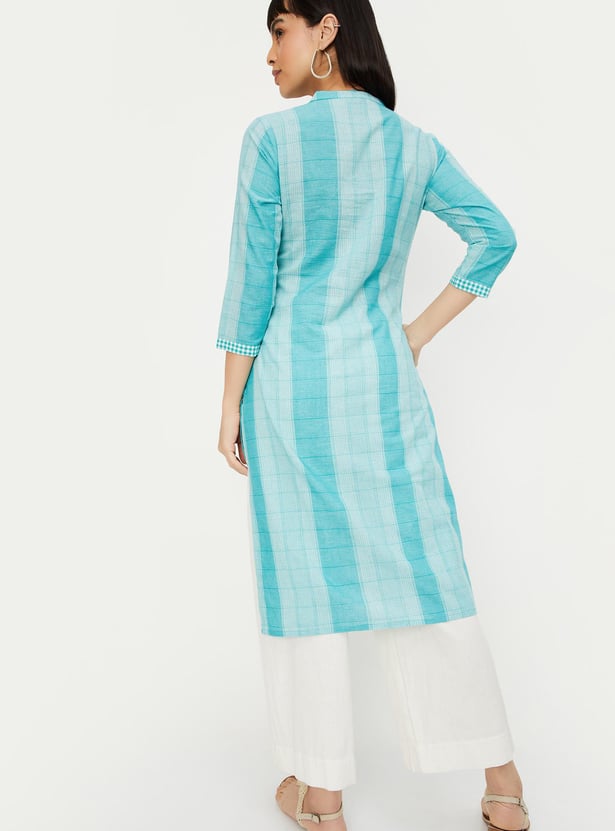 Women Checked Straight Kurta