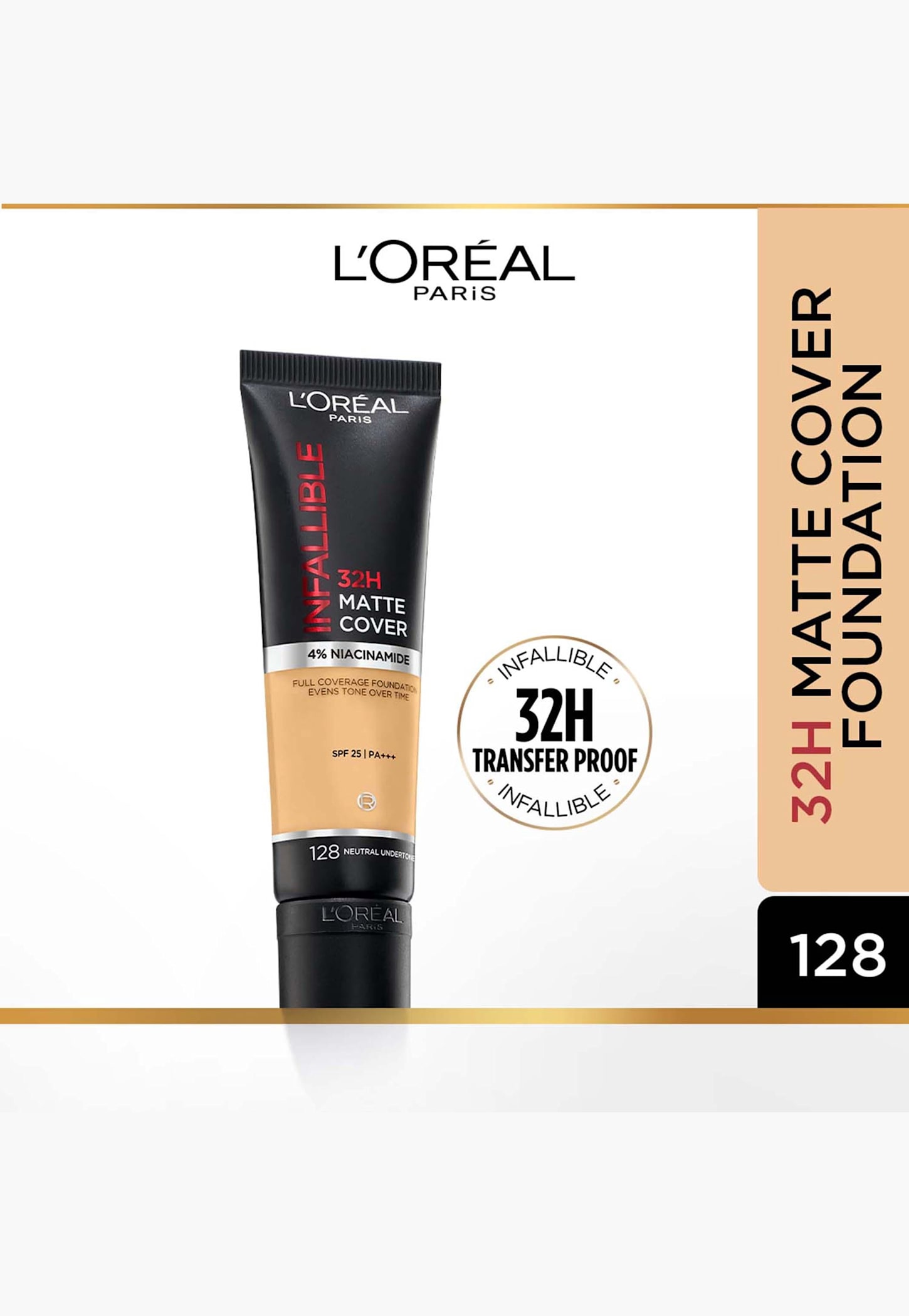 L'OREAL PARIS Infallible Matte Cover Liquid Foundation - 128 Neutral Undertone - 30ml-image-16