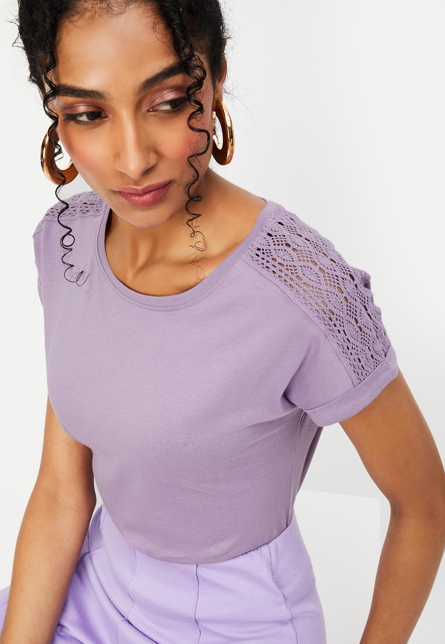 Women Lace Panelled T-shirt-picture-42