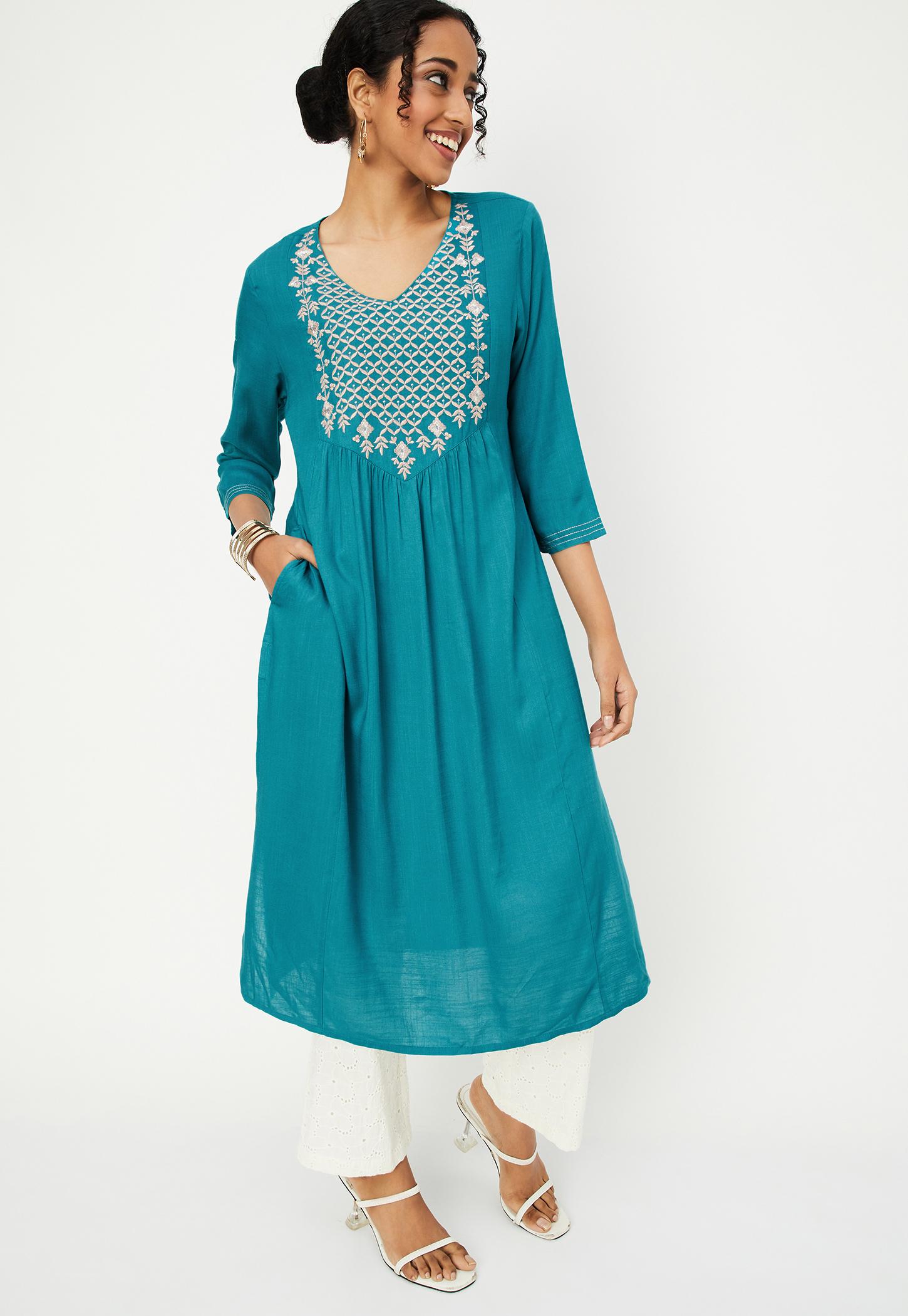 Women Embroidered Yoke Straight Kurta-picture-41
