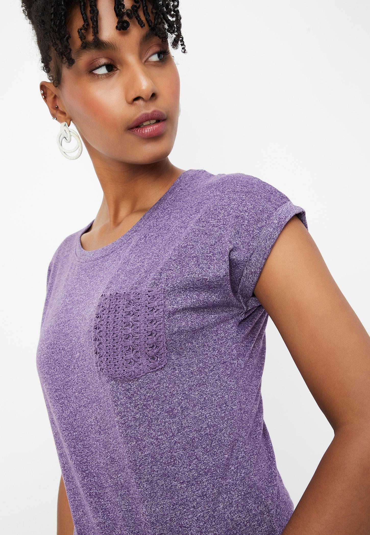 Women Textured T-shirt with Crochet Pocket-picture-51