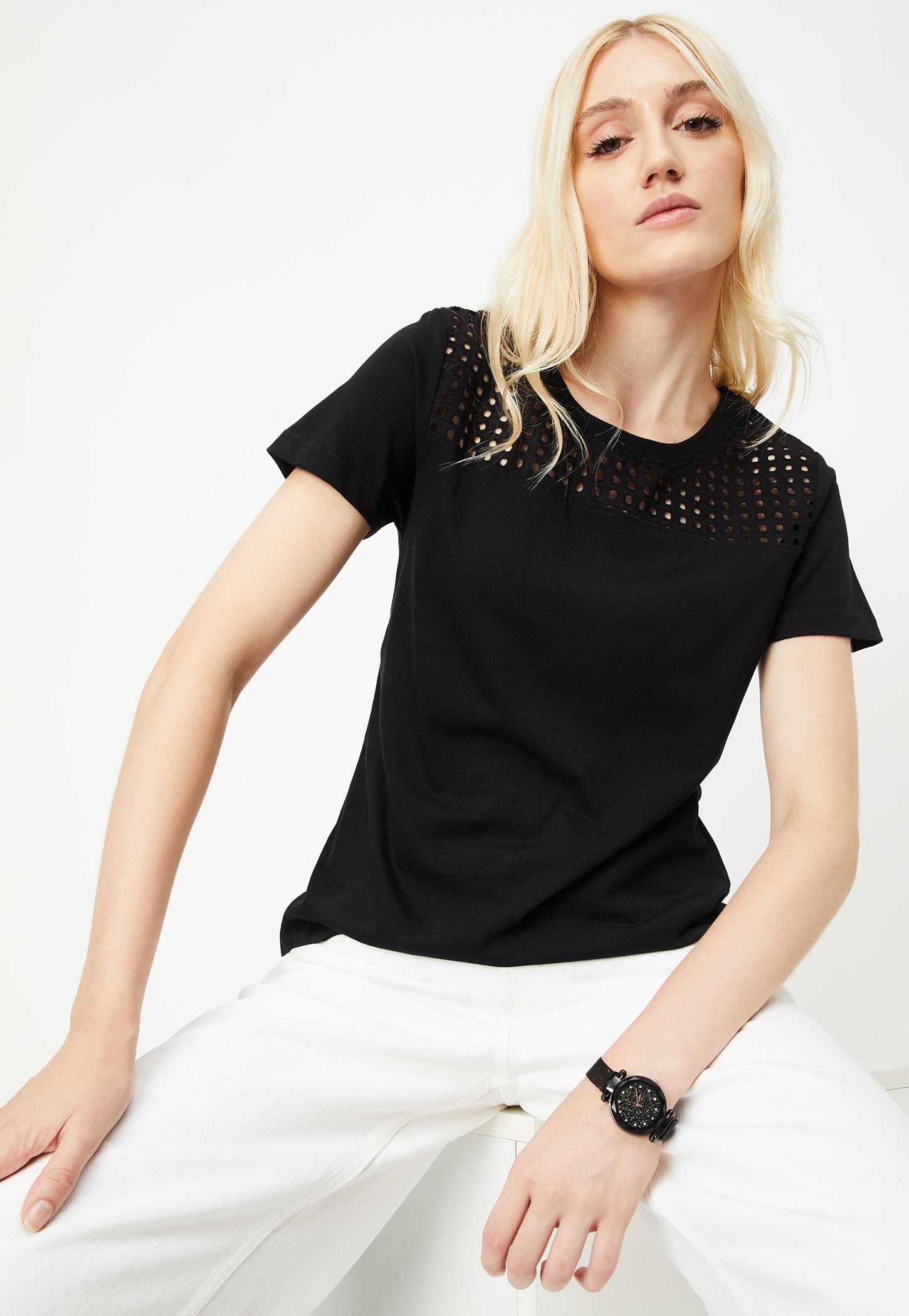 Women Schiffli Detail T-shirt-picture-49
