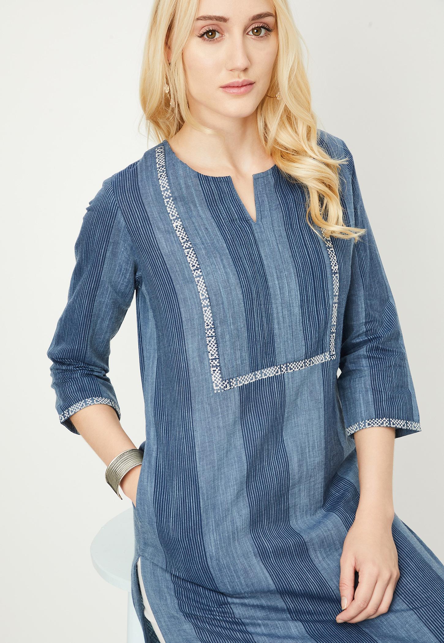 Women Striped Kurta with Pocket-image-42