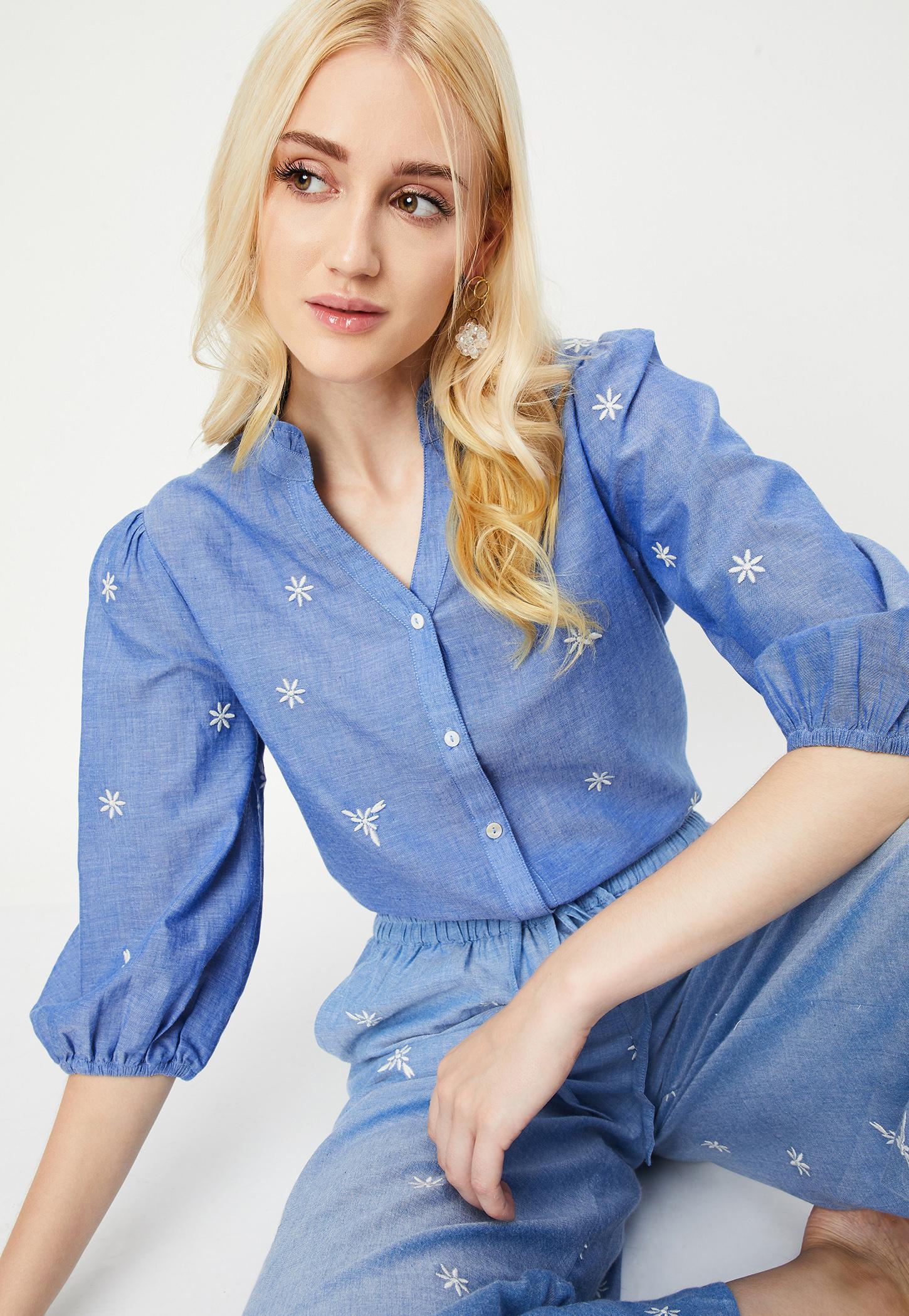 Women Embroidered Frill Collar Top-picture-20