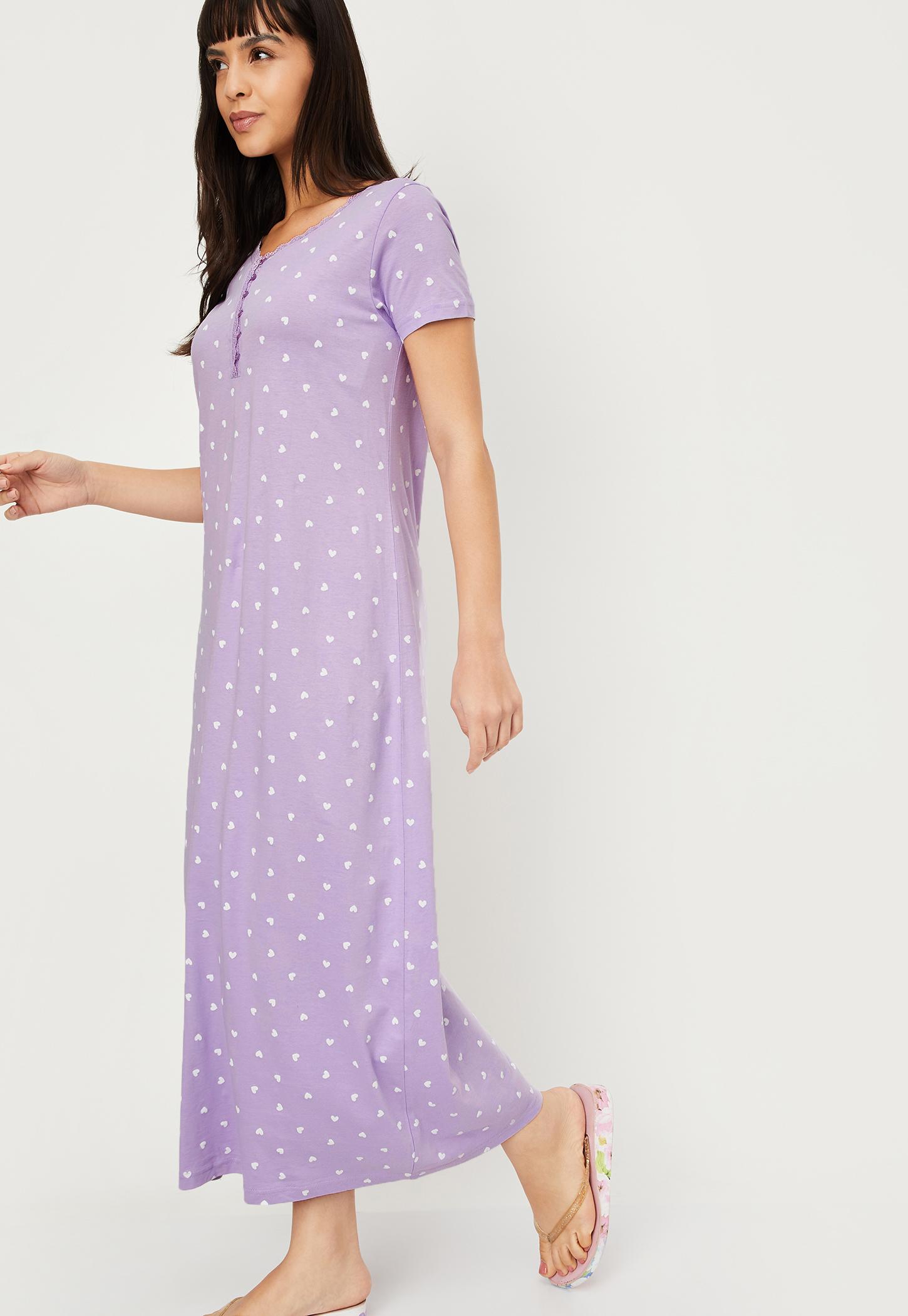 max fashion night dress Max fashion Embroidered Night Dress with Tie-Ups blue – DiscountStore main image 0