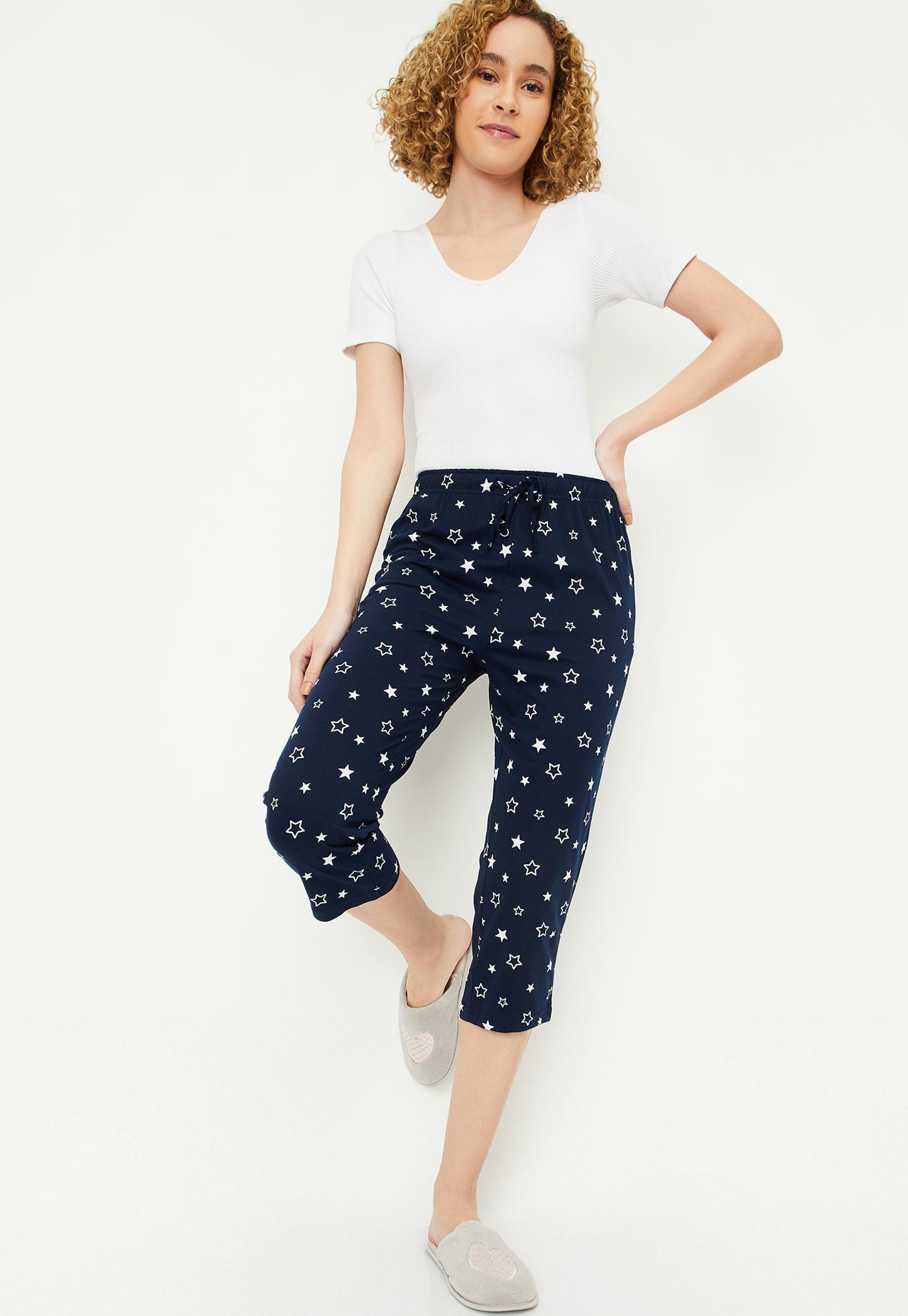 Women Star Printed Knit Capris-picture-32