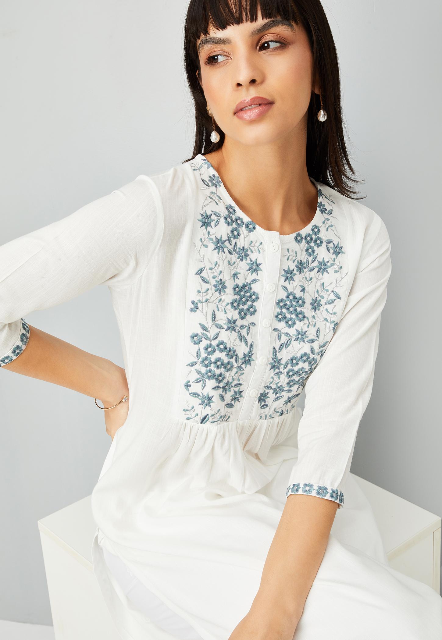 Women Yoke Embroidered Straight Kurta-picture-30