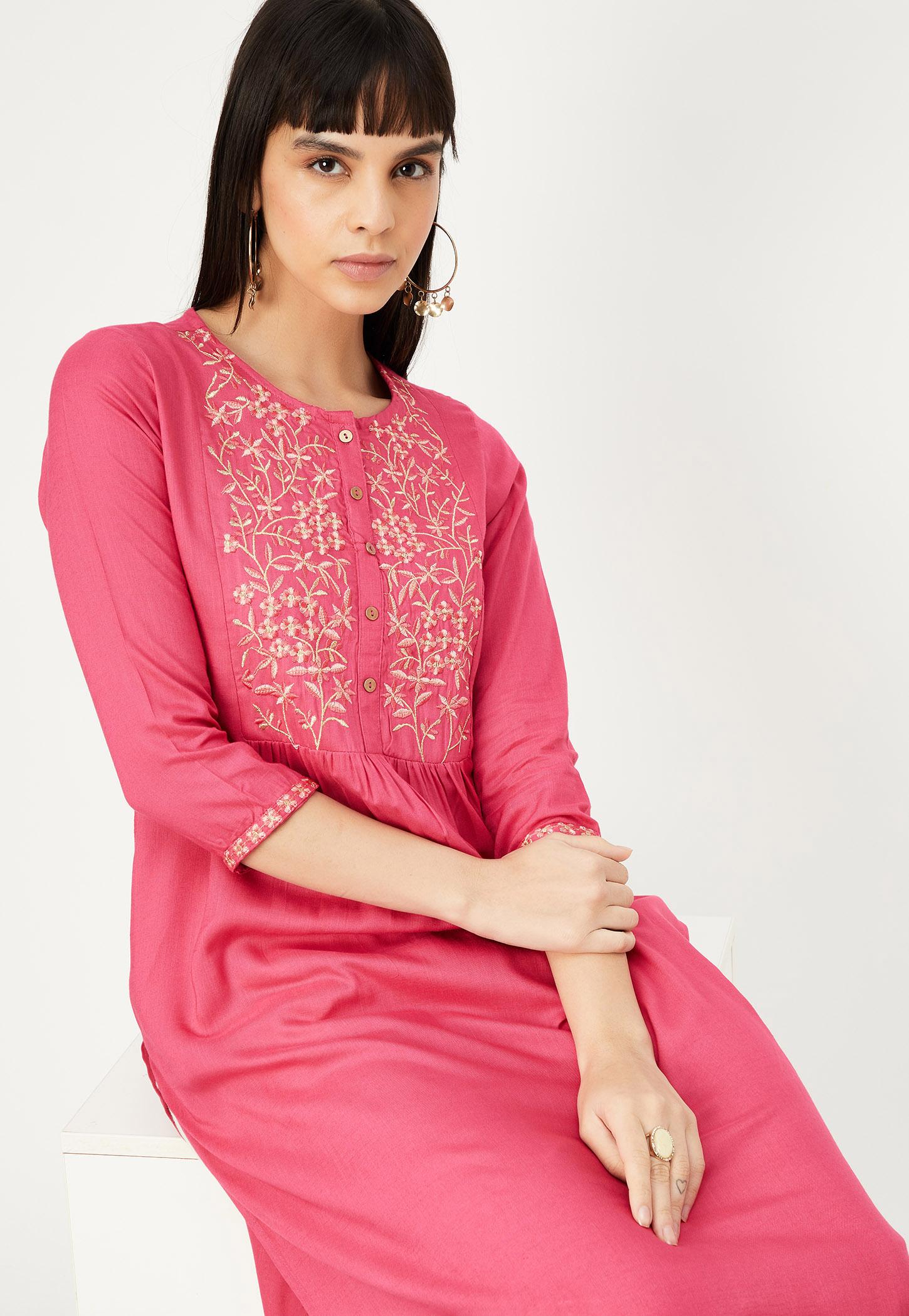 Women Yoke Embroidered Straight Kurta-picture-20