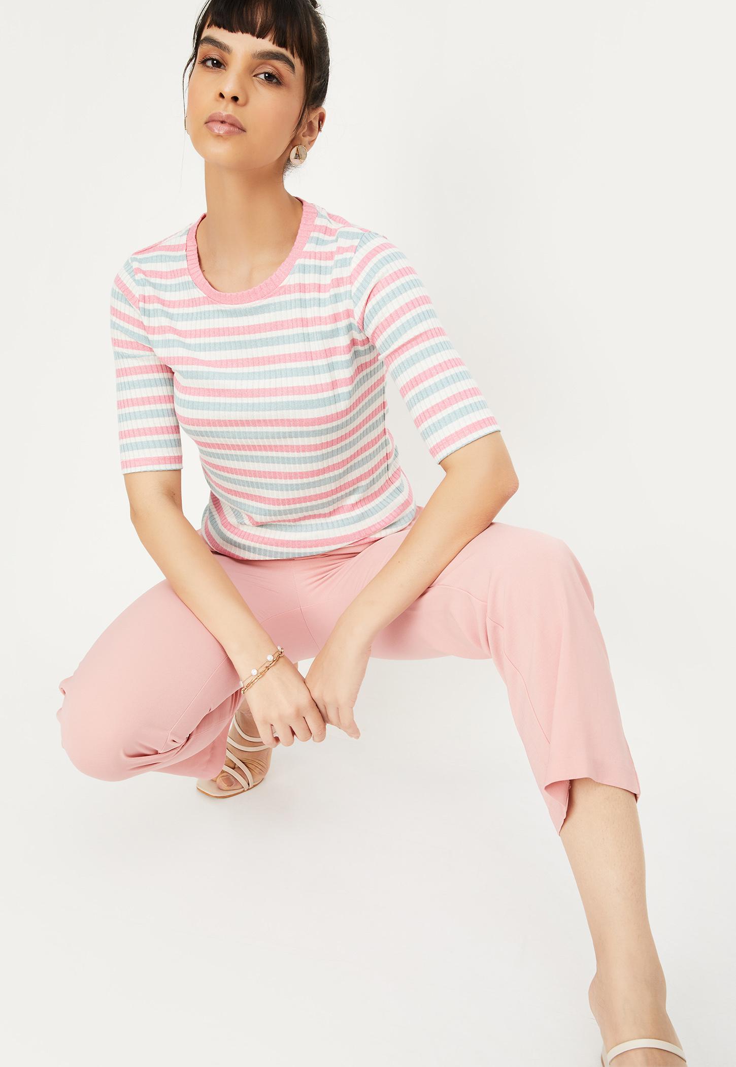 Women Striped Knit T-shirt-picture-42